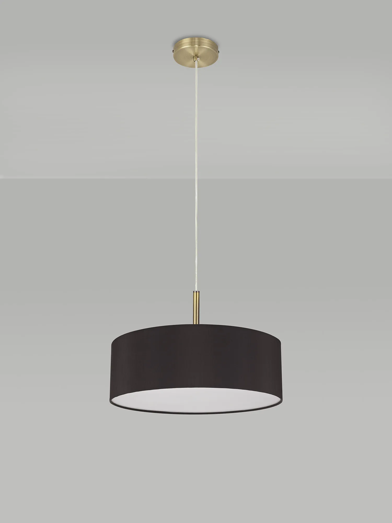 Baymont 45cm 3 Light Pendant Antique Brass, Black/White DK0707  Deco Baymont AB BL